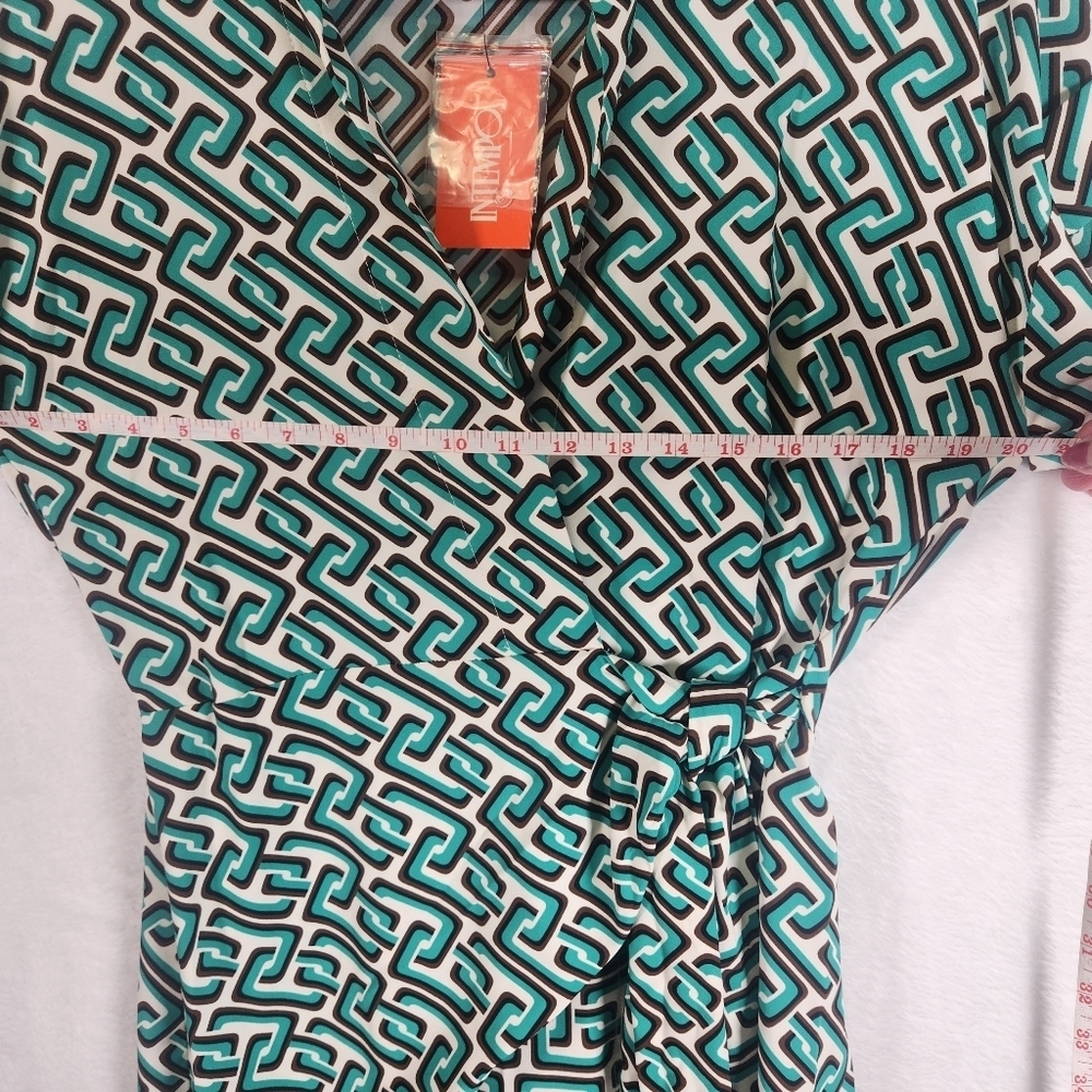 Women's INTEMPO Short Sleeve Faux Wrap Dress. NWT - Picture 9 of 11